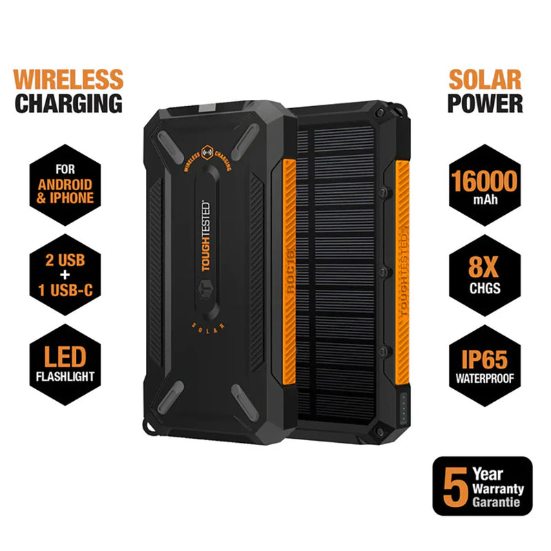 Chargeur Portable/Sans-fil avec panneau Solaire Roc 16 Par ToughTested