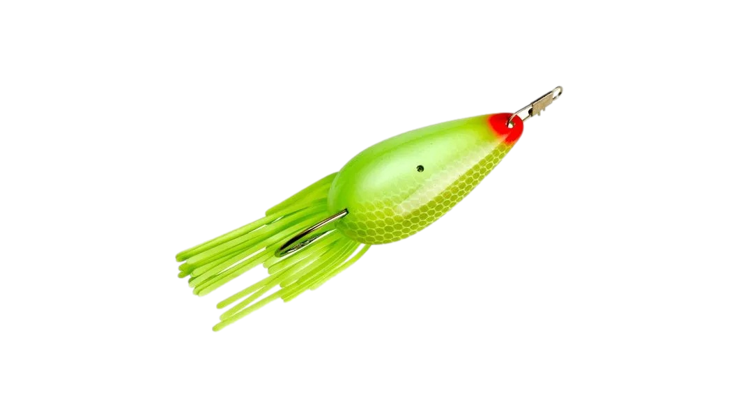 Leurre De Pêche Vintage Heddon Crazy Crawler - Couleurs Fluo Jaune/orange/vert - USA